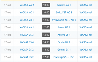 VoCASA volleybal Nijmegen programma 17 oktober 2015